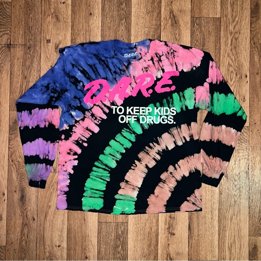 D.A.R.E. Long Sleeve Tie-Dye Shirt - Pink, Blue, Green